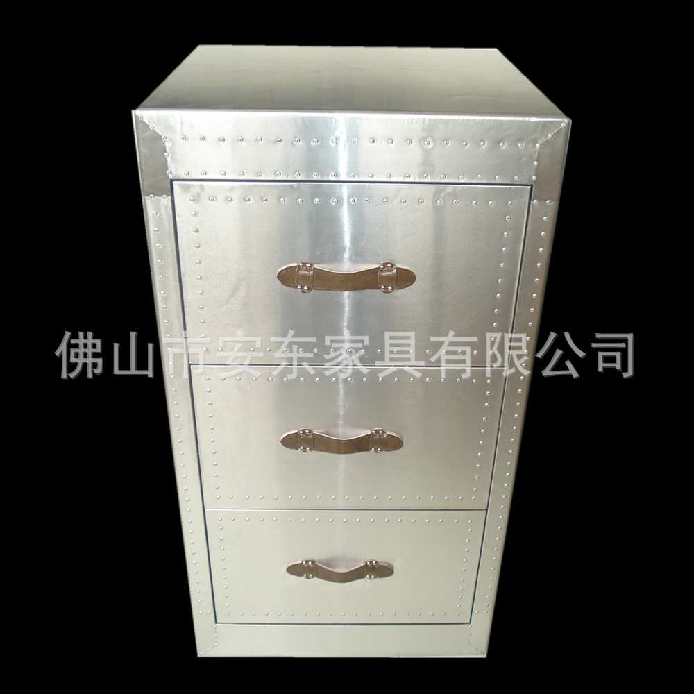 复古怀旧家具卧室铝皮书柜斗柜储物餐边柜航空铝面办公室家具