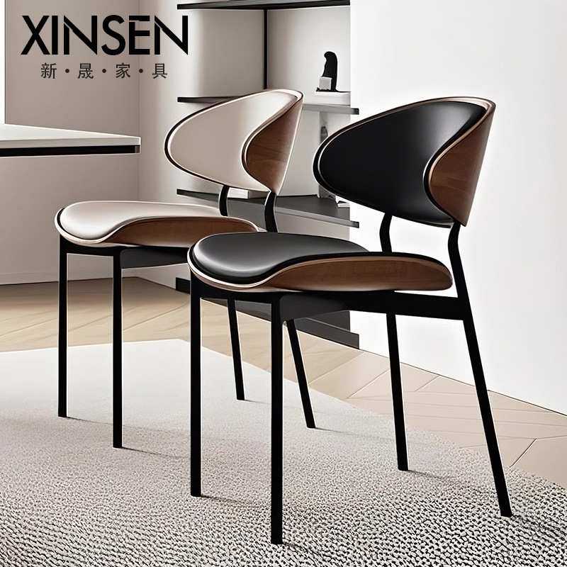 餐椅家用现代简约餐桌椅子实木现代简约中古风餐椅餐厅椅子高级感