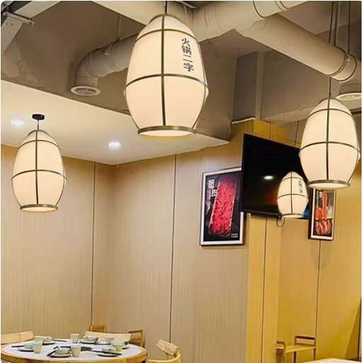 餐饮宴会厅吊灯潮汕牛庄烤肉火锅店布艺灯酒店茶室面馆设计装饰灯