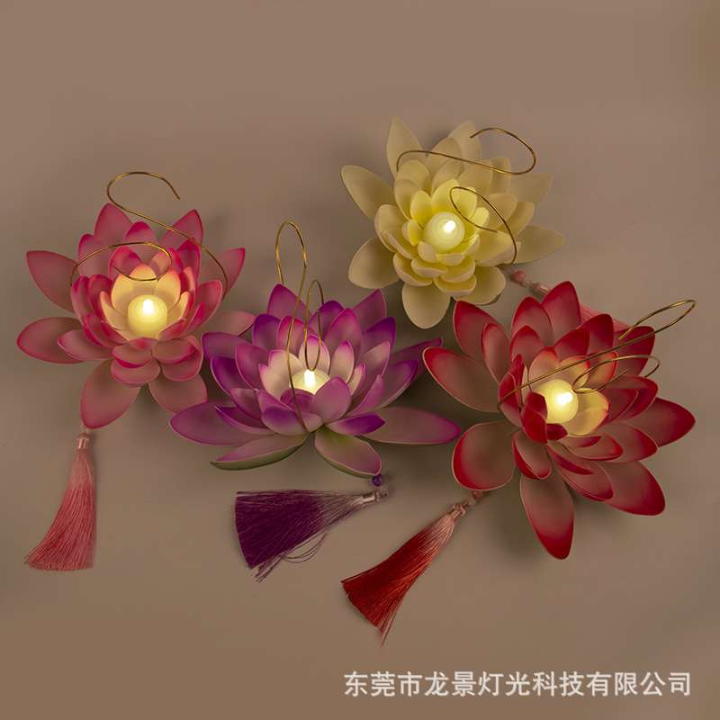 荷花灯手提莲花灯笼手提古风汉服舞蹈拍照摄影道具舞台表演荷花灯