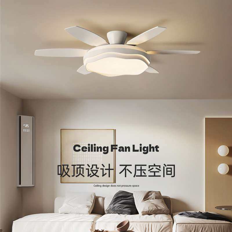 护眼直叶风扇灯智能吊扇灯客厅餐厅家用大吊扇时尚高级中山灯具