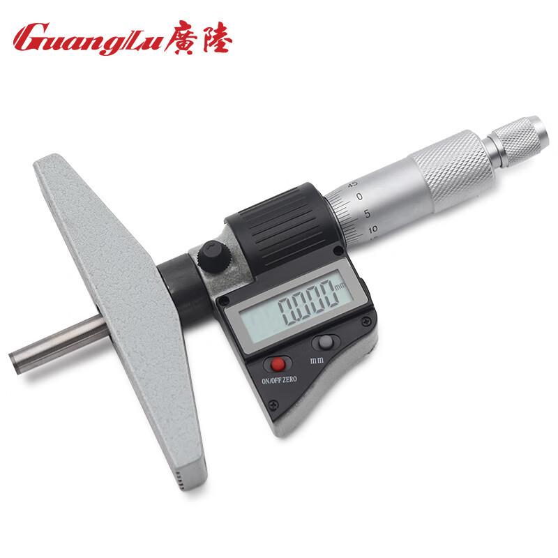 广陆guanglu 数显深度千分尺0-25mm 深度尺高精度小孔深度测量231