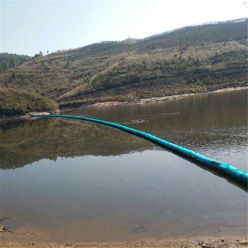 扬州运河支流水面浮漂筒 河道漂浮式拦污网 设计施工拦截效果图