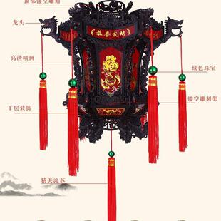 旋转LED走马灯六角外闪宫阳台新中式玄关装饰花篮式宫灯灯饰灯笼
