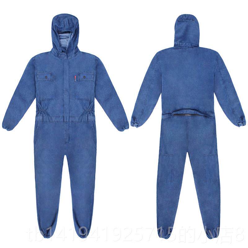 正品连体工作服牛仔纯棉防烫套装春秋女焊汽修机喷漆修男防尘电劳