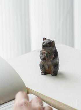 正品日本原装进铁口小熊铸铁文镇件南部器摆面镇纸书镇祝福节日桌