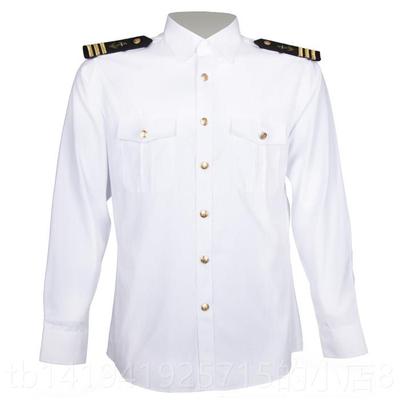 正品邮金色纽扣航夜衬衫空 海员铁路短袖男款包衬衫发型师空少制