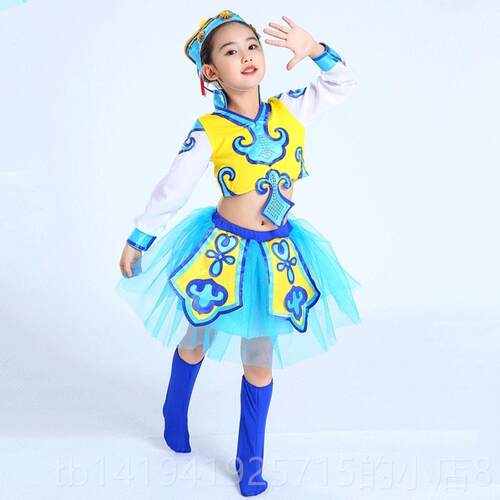 正品六一儿童蒙古演出服筷子舞马女哒哒表蹄演服小童草原骏马舞蹈