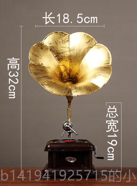 正品美复古别墅样板房欧式装饰式摆家居客件厅酒铁艺留声机模型柜