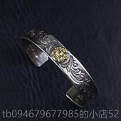 正品 Dear Blossom井直毅18松女K金蔷薇花满唐草平打手纯银男镯手