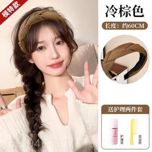 正品真发箍发德女长卷发一体自然仿人发半头套美拉风时尚假发假女