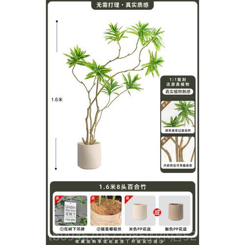 正品仿客厅装饰品件百摆高合竹真绿植玄关电视柜轻奢档假植物落地