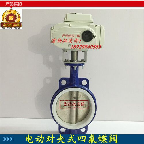 电动对夹式四氟蝶阀切断耐酸碱腐蚀调节D971F不锈钢304板蝶阀DN40