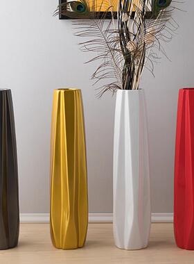 60mQHX陶瓷瓶 北欧落c地大花瓶 白装色红色金色银黑色花器简约花