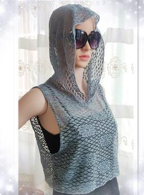 高衣帽  领假子女百搭高连帽万能衣领帽子饰蕾丝配毛衣黑色装假领