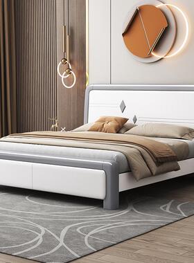 实木床现代简约白色卧1.8米卧1809#单双人用主小户型1家.5米储物