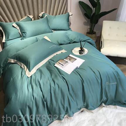 高档高轻奢100支兰精莱赛尔天丝套 夏天端双件四面丝滑纯色床上用