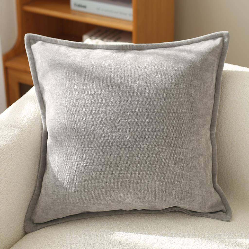 高档加厚雪尼代尔抱枕沙发靠垫含枕纯色厅抱枕套不芯卧室客床头现