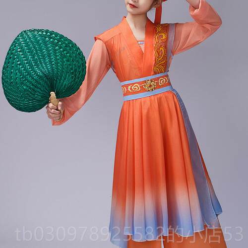 高档新款中国风儿女越词古典舞童演出服舞蹈扇子舞同功款表女演服