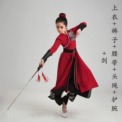 高档龙吟舞蹈演出服儿童汉服男少女同款儿艺雪级表演考服侠客风霍