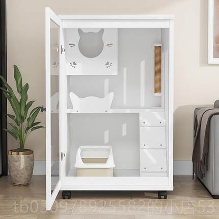 高档猫窝实猫木猫别墅华家用猫笼室内猫柜舍猫屋猫咪墅豪双色猫房