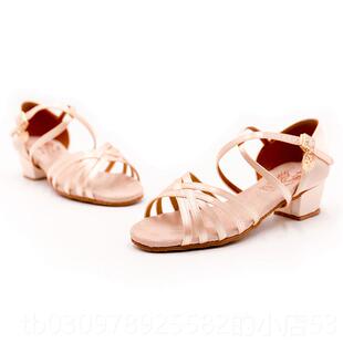 高档丁英舞霸女童拉软舞鞋儿皇童女孩平跟中跟底舞蹈鞋演出比赛鞋