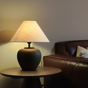 侘寂风手工陶罐台灯日式民宿设计师客厅卧室床头装饰台灯