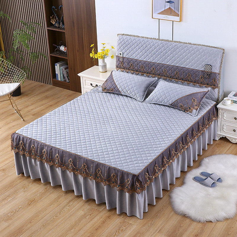 新款水晶绒床裙四件套网红风夹棉加厚全包床罩高档单双人床防尘罩,床上用品,床裙,淘宝优惠券,粉丝福利购,淘宝优惠卷