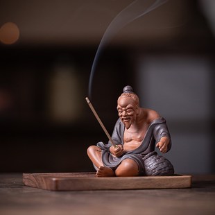 新中式禅意陶瓷摆件创意姜太公钓鱼茶漏架线香插茶宠家居摆件装饰