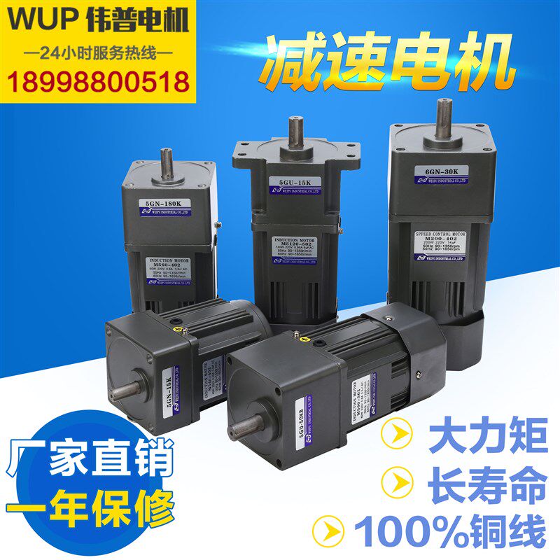 伟普调速电机6-400w可调无极变速 微型小型齿轮减速电机交流220v