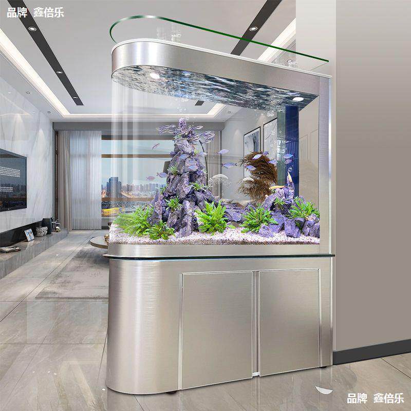 水族箱鱼缸一体柜2023新双面生态免换水隔断屏风鱼缸一体一整套