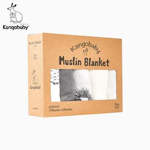 Kangobaby母婴用品竹棉口水巾婴儿围兜竹棉小方巾三角巾盒装跨境
