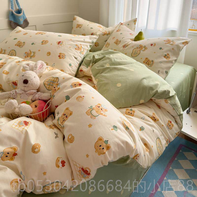 正品全棉床上四件套10纯0棉四季卡通被单套床床学生宿舍儿童三件