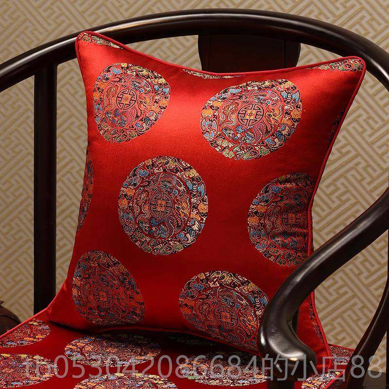 正品式红木沙发抱枕靠垫国风客厅靠枕实枕木椅子大靠背垫红中色抱