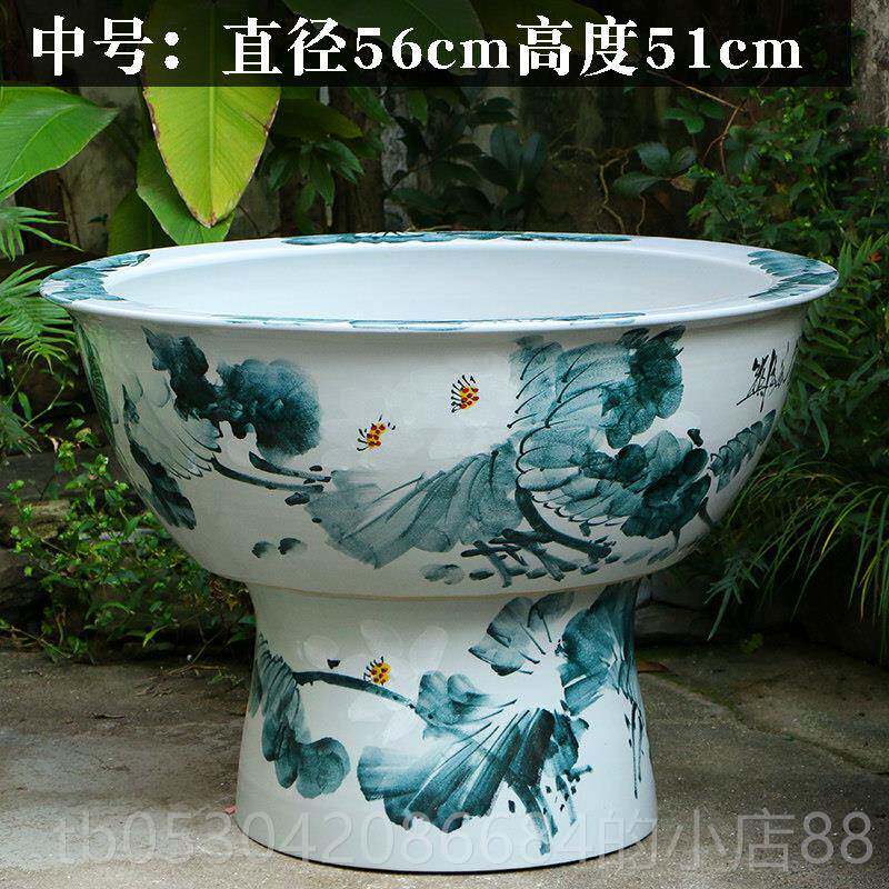 正品陶瓷缸景镇青莲花特大号养鱼盆落地立式荷花鱼睡缸室德外庭院