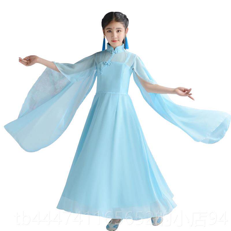 高档女童古筝演出服合唱礼仙服中国风拍街长女气质飘逸钢琴二胡汉
