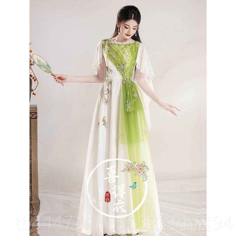 高档202胡5琶新款大中气国风弹古筝演出服成人古琴二琵演奏晚礼服