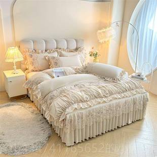 高档.秋冬磨1.82x2m床裙四件套被套毛轻奢风简约床罩加厚2024新款