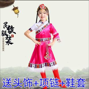 蒙民古舞台演出服藏幼园少数族表演 男女童藏袍水袖 新款 儿童族服装