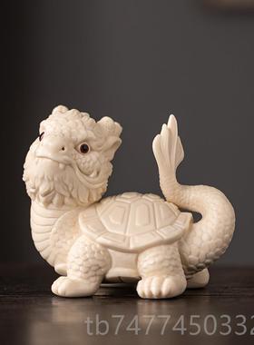 新款陶龟龙龟摆件可爱龙头神龟赑屃招财玄瓷关客桌面办公室装饰厅