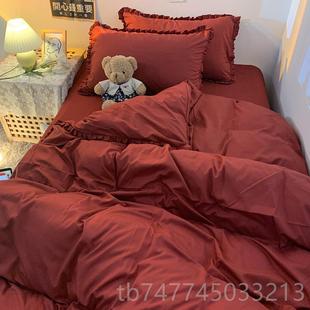 床单人泡泡被套宿纱舍 床花边小清新床品四件套裙床笠款 新款 三韩式