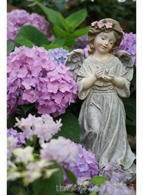 新款外美式古乡村复脂天使摆件 阳台树户花园时尚店铺创意装饰品