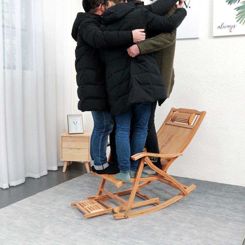 折叠躺椅竹摇摇椅成年人家用午睡凉椅老人休闲逍遥椅实木藤椅子
