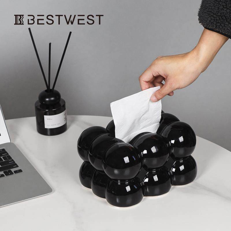 Bestwest轻奢陶瓷纸巾盒设计感抽纸盒客厅茶几餐桌摆件装饰品,模玩/动漫/周边/娃圈三坑/桌游,模型制作工具/辅料耗材,淘宝优惠券,粉丝福利购,淘宝优惠卷