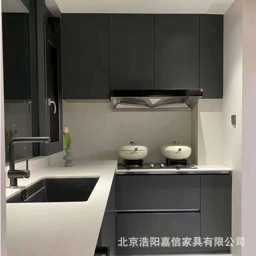 北京厂家定 制现代轻奢克诺斯邦整体橱柜 小户型开放式家用橱柜