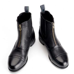马术马靴头层牛皮短筒靴子骑马装备男款女款专业骑马训练比赛短靴