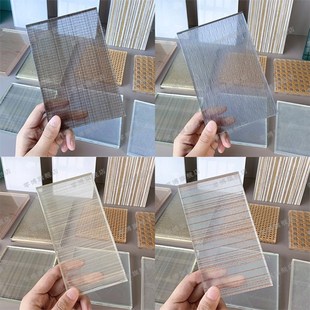 酒店夹丝玻璃屏风隔断金属网艺术玻璃淋浴房移门推拉门定制山水画