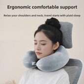 按充气u型枕枕旅行便携式 飞行护颈u型枕高铁睡眠神器2841