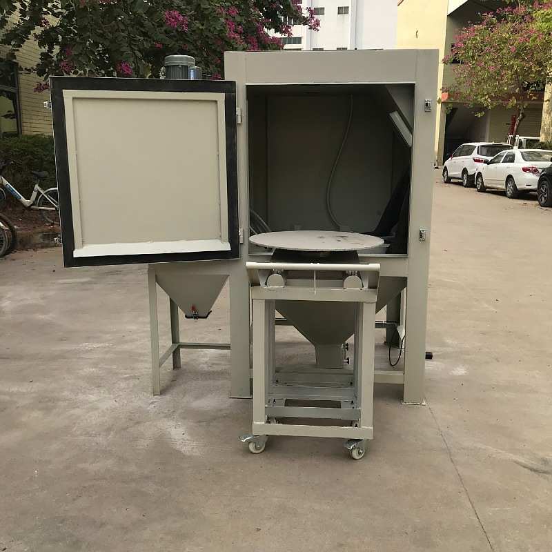 深圳推车转盘式手动硅橡胶模具清理喷砂机钢圈压缩机翻新喷砂设备