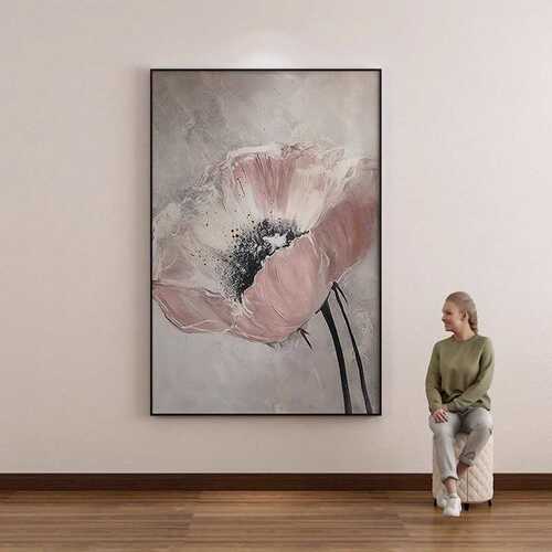 中古风手绘油画现代简约客餐厅玄关花卉装饰挂画